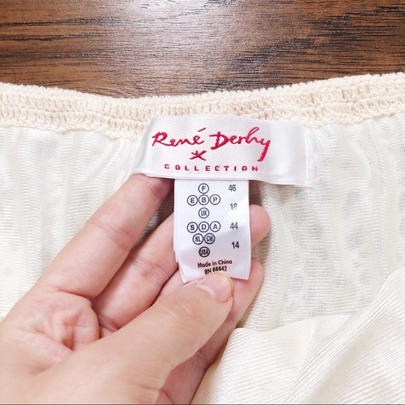 SOLD Rene Derhy • vintage crocheted skirt lace knit drawstring waist midi cream - Picture 7 of 14